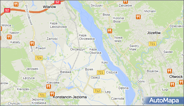 mapa Obórki gmina Konstancin-Jeziorna, Obórki gmina Konstancin-Jeziorna na mapie Targeo