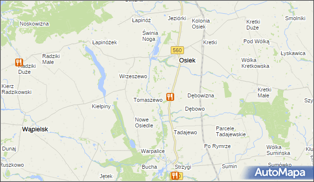 mapa Obórki gmina Osiek, Obórki gmina Osiek na mapie Targeo