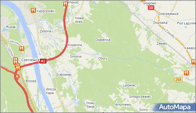 mapa Obory gmina Obrowo, Obory gmina Obrowo na mapie Targeo