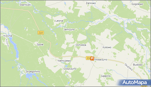 mapa Ochodza gmina Dębnica Kaszubska, Ochodza gmina Dębnica Kaszubska na mapie Targeo