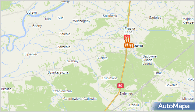 mapa Ocięte, Ocięte na mapie Targeo