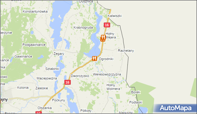 mapa Ogrodniki gmina Sejny, Ogrodniki gmina Sejny na mapie Targeo