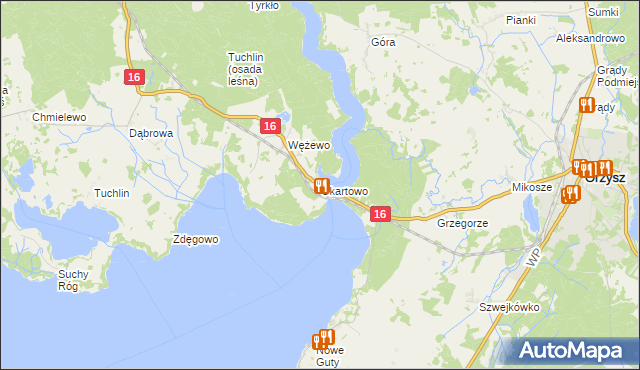 mapa Okartowo, Okartowo na mapie Targeo