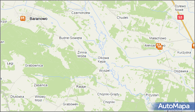 mapa Olkowa Kępa, Olkowa Kępa na mapie Targeo