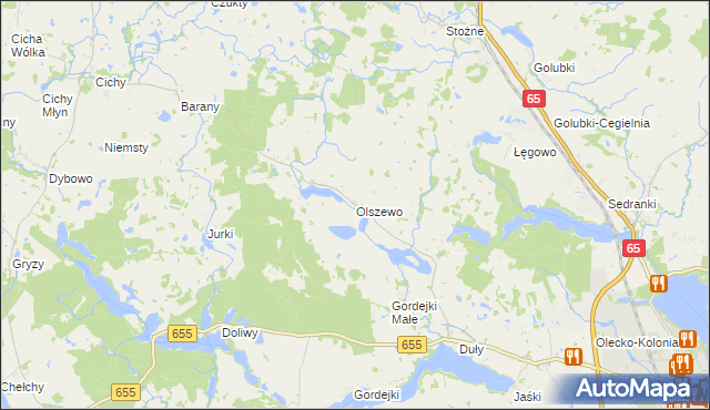 mapa Olszewo gmina Olecko, Olszewo gmina Olecko na mapie Targeo