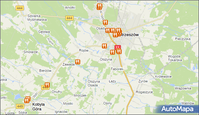mapa Olszyna gmina Ostrzeszów, Olszyna gmina Ostrzeszów na mapie Targeo
