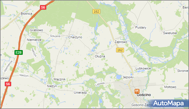 mapa Ołużna, Ołużna na mapie Targeo