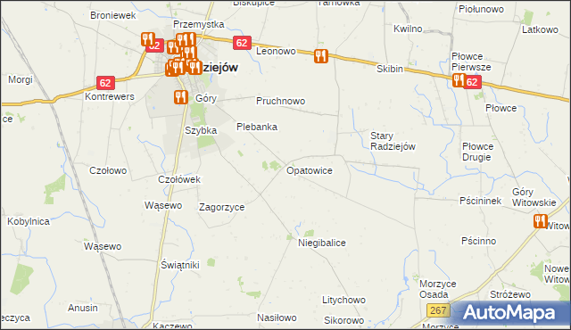 mapa Opatowice gmina Radziejów, Opatowice gmina Radziejów na mapie Targeo