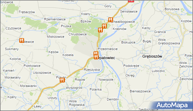 mapa Opatowiec powiat kazimierski, Opatowiec powiat kazimierski na mapie Targeo