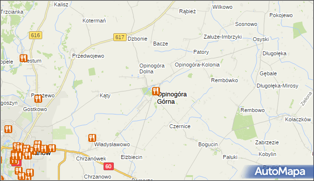 mapa Opinogóra Górna, Opinogóra Górna na mapie Targeo