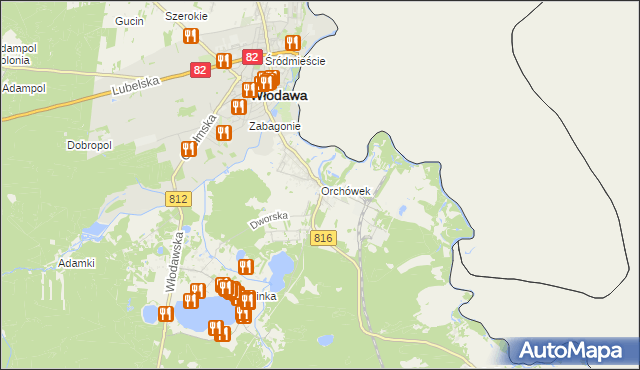 mapa Orchówek gmina Włodawa, Orchówek gmina Włodawa na mapie Targeo