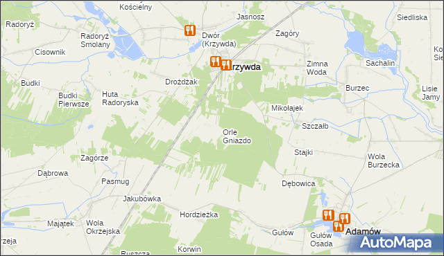 mapa Orle Gniazdo, Orle Gniazdo na mapie Targeo