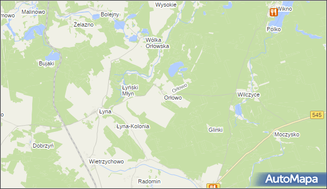 mapa Orłowo gmina Nidzica, Orłowo gmina Nidzica na mapie Targeo