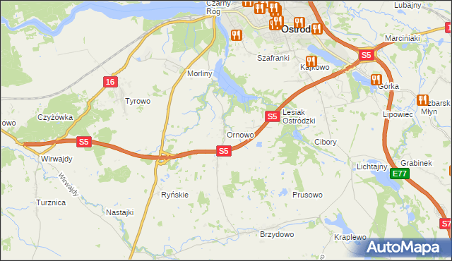 mapa Ornowo, Ornowo na mapie Targeo