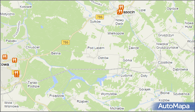 mapa Ostrów gmina Krasocin, Ostrów gmina Krasocin na mapie Targeo