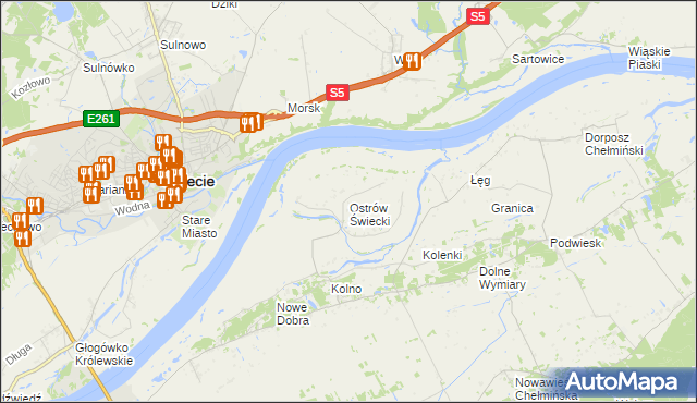 mapa Ostrów Świecki, Ostrów Świecki na mapie Targeo
