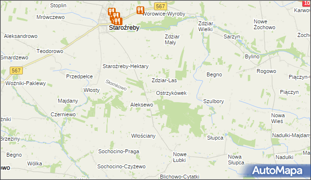 mapa Ostrzykówek, Ostrzykówek na mapie Targeo