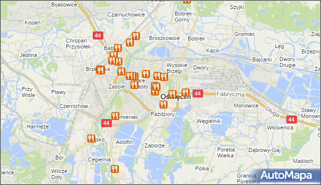 mapa Oświęcimia, Oświęcim na mapie Targeo