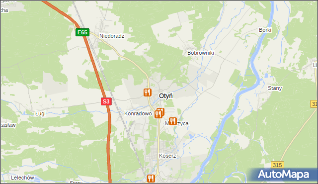 mapa Otyń, Otyń na mapie Targeo