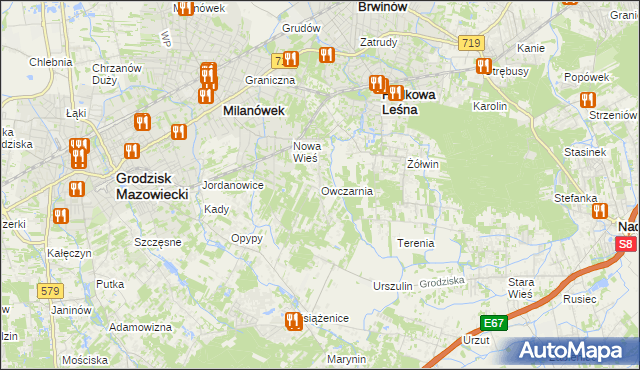mapa Owczarnia gmina Brwinów, Owczarnia gmina Brwinów na mapie Targeo