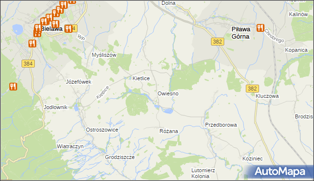 mapa Owiesno, Owiesno na mapie Targeo