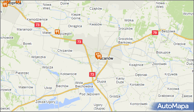 mapa Pacanów powiat buski, Pacanów powiat buski na mapie Targeo