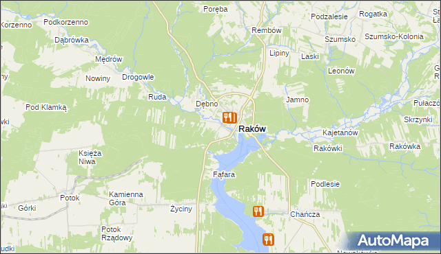 mapa Pągowiec gmina Raków, Pągowiec gmina Raków na mapie Targeo