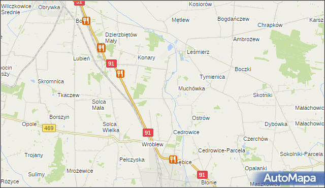 mapa Parzyce gmina Ozorków, Parzyce gmina Ozorków na mapie Targeo