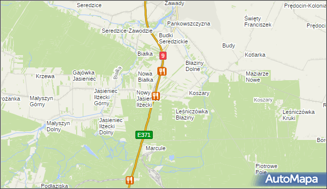 mapa Pastwiska gmina Iłża, Pastwiska gmina Iłża na mapie Targeo