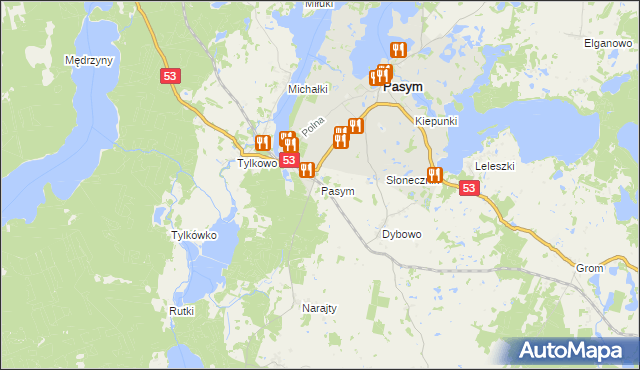 mapa Pasym powiat szczycieński, Pasym powiat szczycieński na mapie Targeo