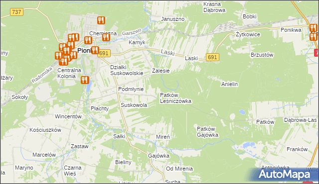 mapa Patków Leśniczówka, Patków Leśniczówka na mapie Targeo