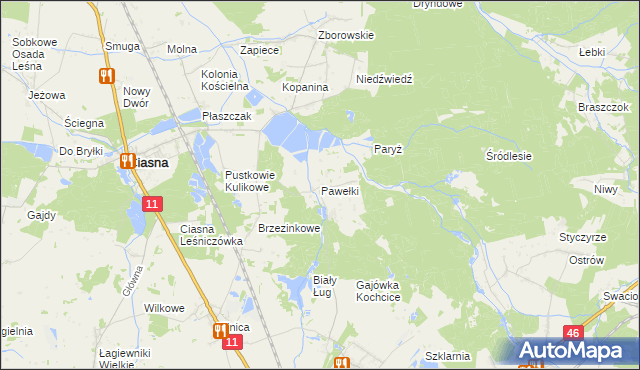 mapa Pawełki gmina Kochanowice, Pawełki gmina Kochanowice na mapie Targeo