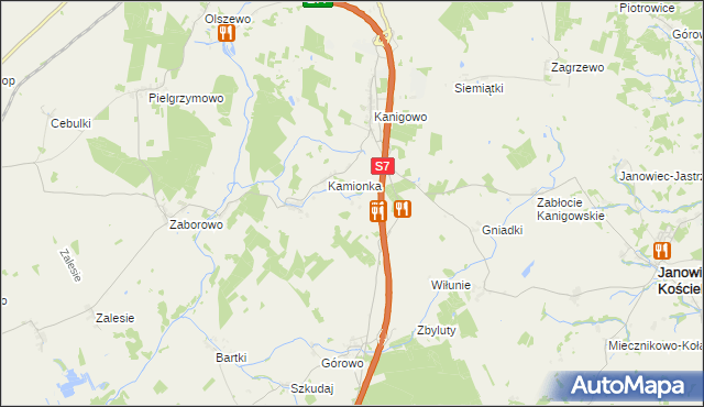 mapa Pawliki gmina Nidzica, Pawliki gmina Nidzica na mapie Targeo