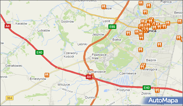 mapa Pawłowice Małe gmina Krotoszyce, Pawłowice Małe gmina Krotoszyce na mapie Targeo