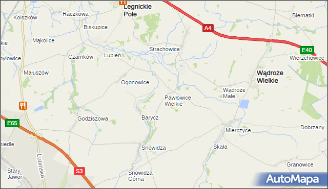 mapa Pawłowice Wielkie, Pawłowice Wielkie na mapie Targeo