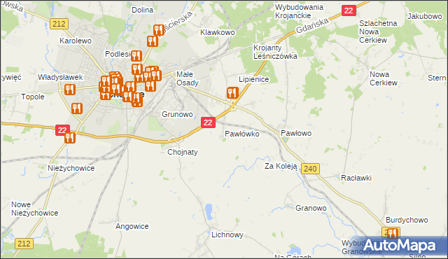 mapa Pawłówko gmina Chojnice, Pawłówko gmina Chojnice na mapie Targeo
