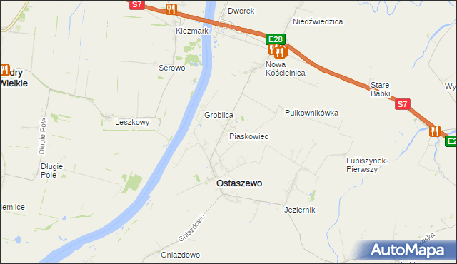 mapa Piaskowiec gmina Ostaszewo, Piaskowiec gmina Ostaszewo na mapie Targeo