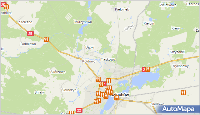 mapa Piaskowo gmina Człuchów, Piaskowo gmina Człuchów na mapie Targeo