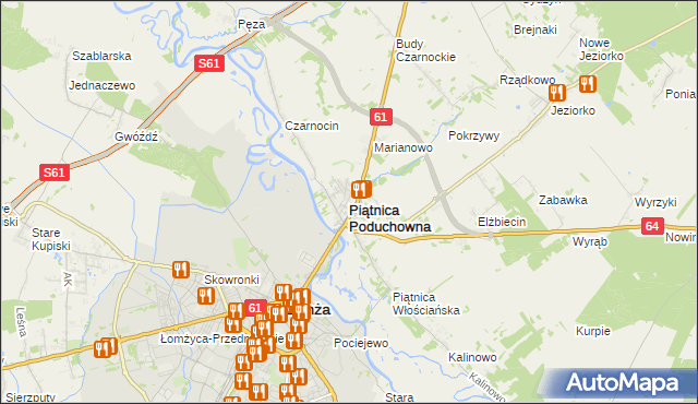 mapa Piątnica Poduchowna, Piątnica Poduchowna na mapie Targeo