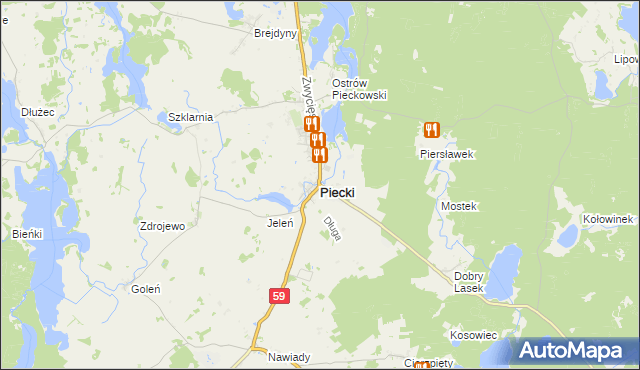 mapa Piecki powiat mrągowski, Piecki powiat mrągowski na mapie Targeo