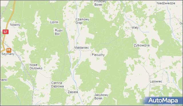 mapa Piecuchy, Piecuchy na mapie Targeo