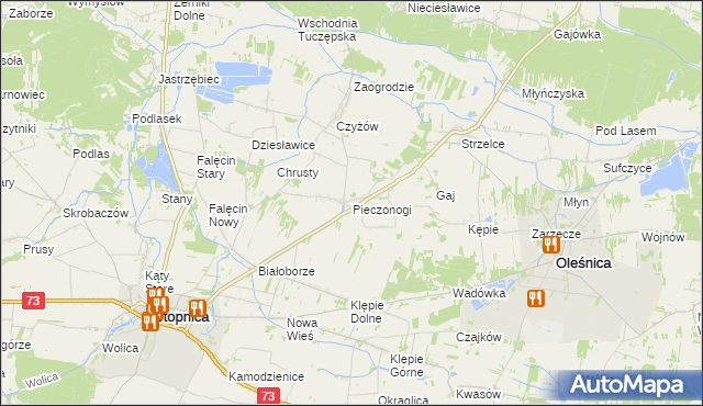 mapa Pieczonogi gmina Oleśnica, Pieczonogi gmina Oleśnica na mapie Targeo