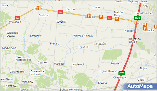 mapa Piekarki, Piekarki na mapie Targeo