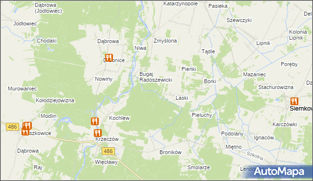 mapa Pieńki Laskowskie, Pieńki Laskowskie na mapie Targeo