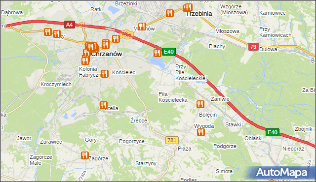 mapa Piła Kościelecka, Piła Kościelecka na mapie Targeo