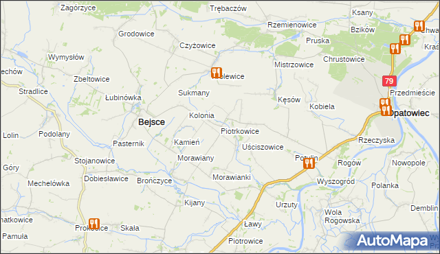mapa Piotrkowice gmina Bejsce, Piotrkowice gmina Bejsce na mapie Targeo