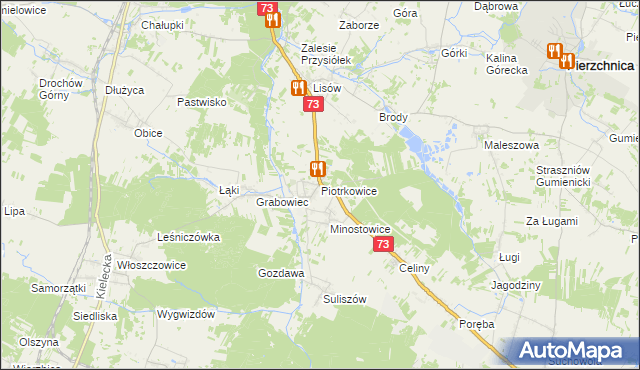 mapa Piotrkowice gmina Chmielnik, Piotrkowice gmina Chmielnik na mapie Targeo