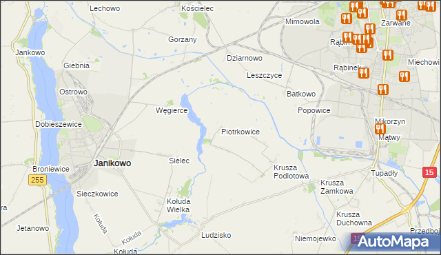 mapa Piotrkowice gmina Inowrocław, Piotrkowice gmina Inowrocław na mapie Targeo
