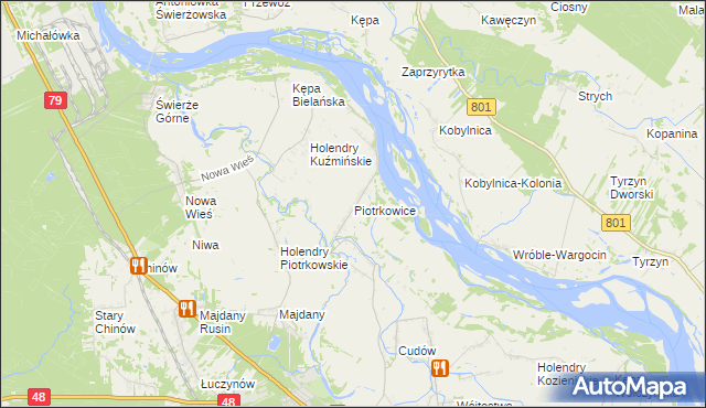 mapa Piotrkowice gmina Kozienice, Piotrkowice gmina Kozienice na mapie Targeo