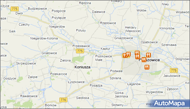 mapa Piotrkowice Małe, Piotrkowice Małe na mapie Targeo